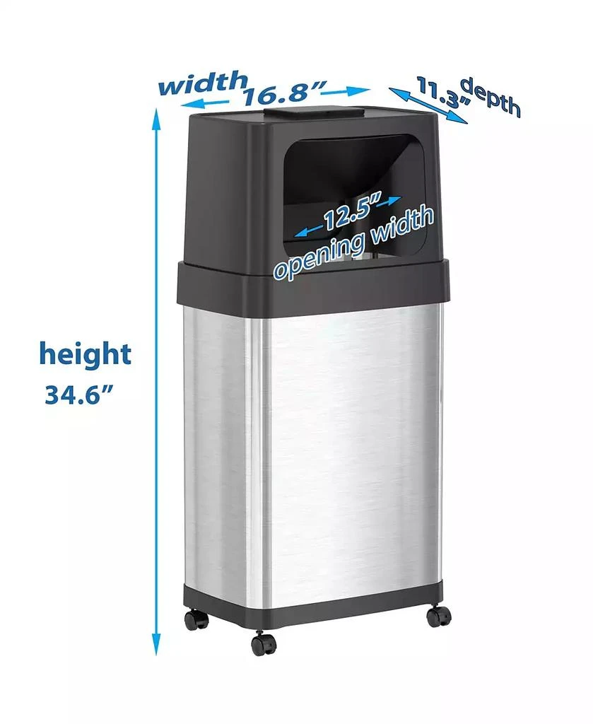 商品iTouchless|Stainless Steel Dual Push Door Trash Can with AbsorbX Odor Filter and Wheels, Silver,价格¥1481,第4张图片详细描述