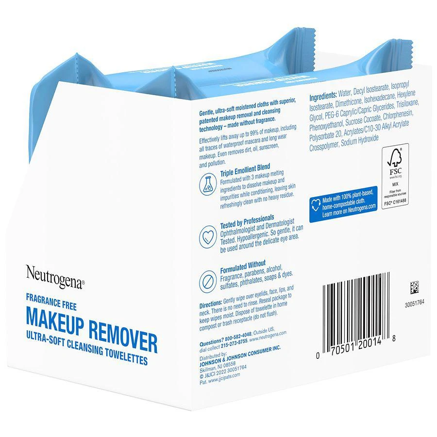 商品Neutrogena|Makeup Remover Facial Wipes Fragrance-Free,价格¥117,第5张图片详细描述