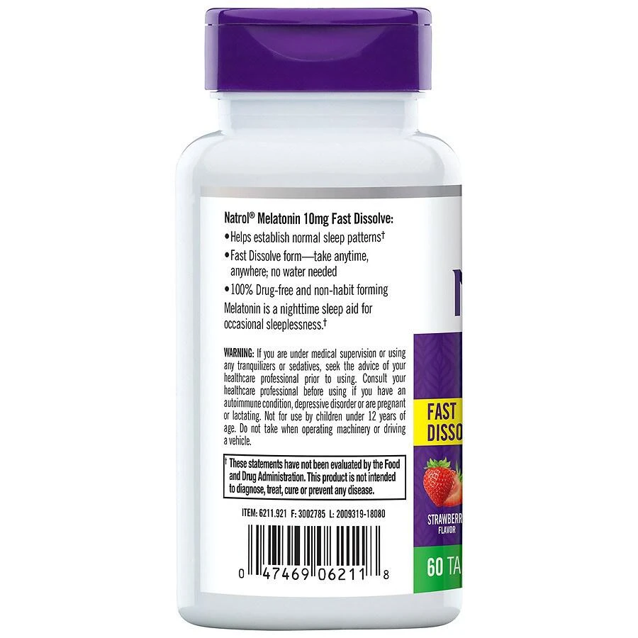 商品Natrol|Melatonin 10 mg Fast Dissolve Tablets Strawberry,价格¥117,第2张图片详细描述