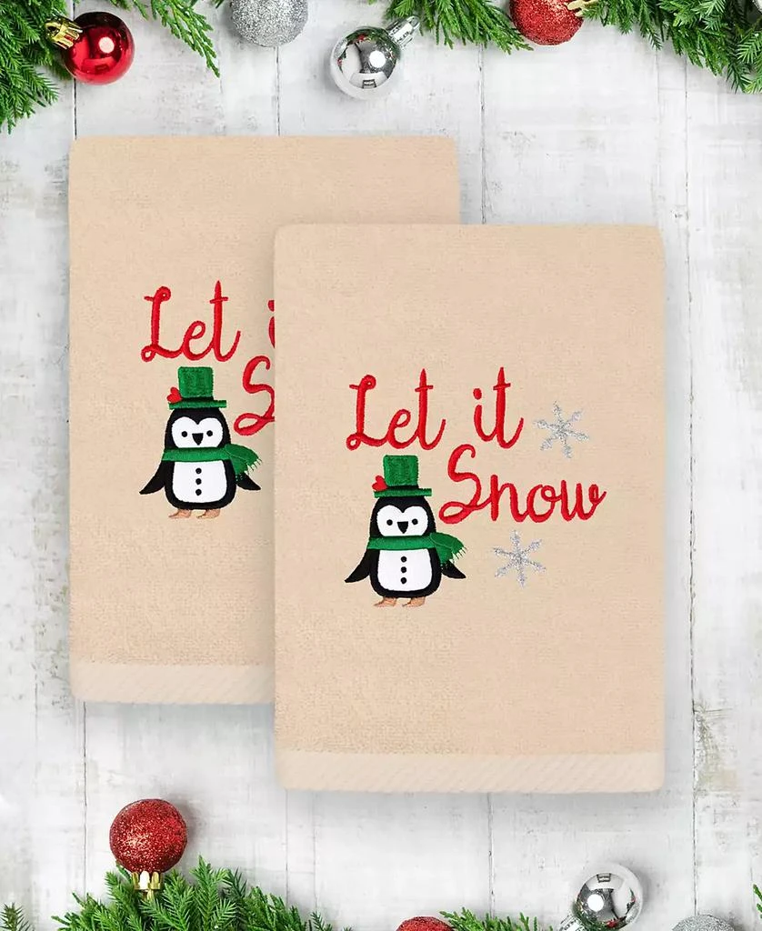 商品Linum Home Textiles|Christmas Let It Snow Embroidered Luxury 100% Turkish Cotton Hand Towels, 2 Piece Set,价格¥294,第2张图片详细描述