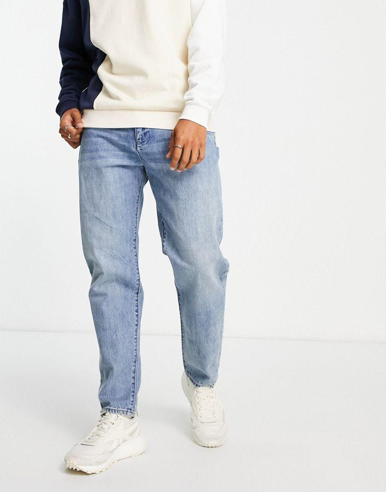 Armani Exchange carrot leg jeans in light wash blue商品第1张图片规格展示