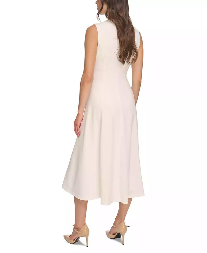 chinese dress ladies Calvin Klein Women's Sleeveless Seamed Midi with Flounce Hem Dress, Black,  12 at Amazon Women's Clothing store main image 1