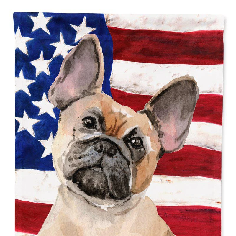 商品Caroline's Treasures|11 x 15 1/2 in. Polyester Fawn French Bulldog Patriotic Garden Flag 2-Sided 2-Ply,价格¥135,第1张图片