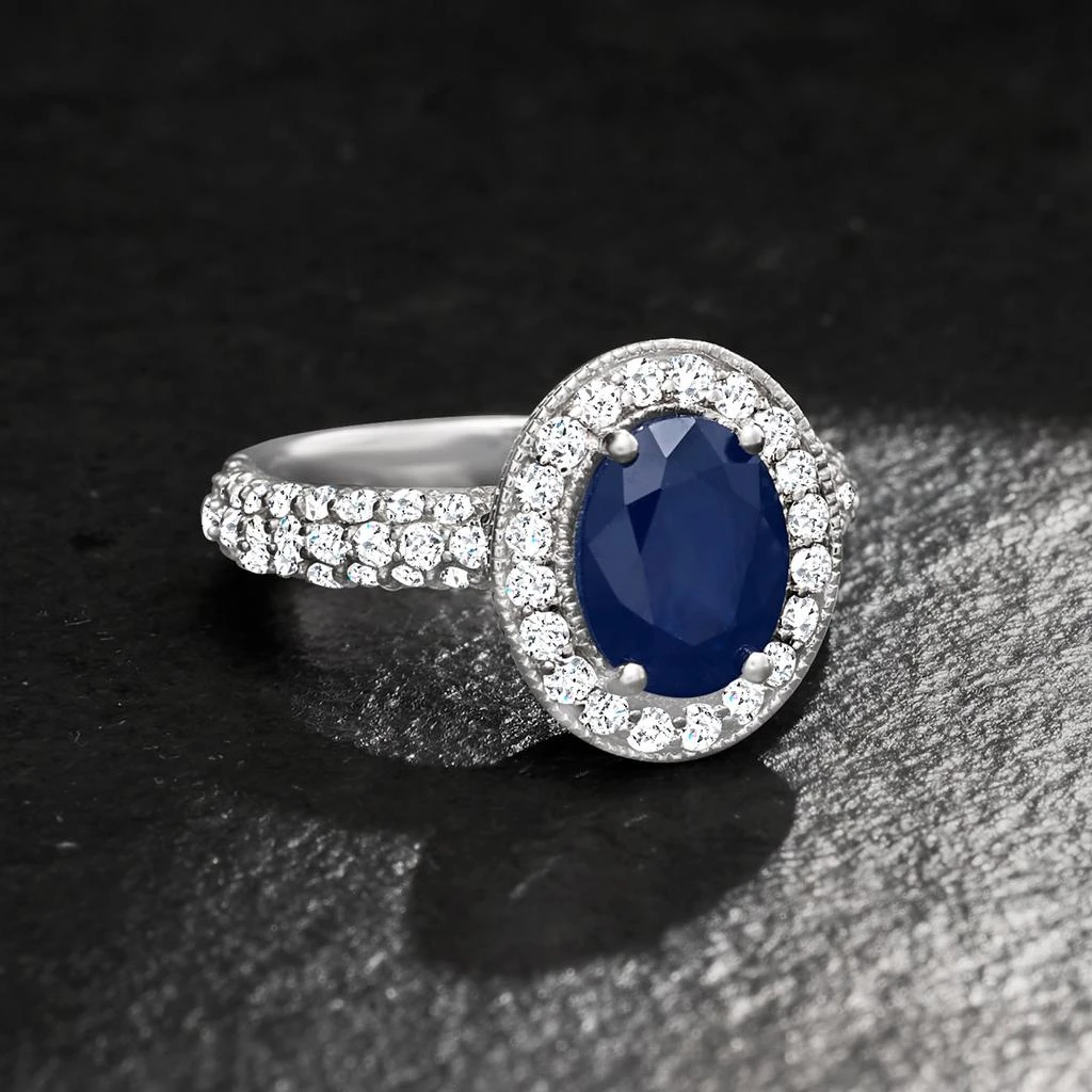 商品Ross-Simons|Sapphire and Diamond Ring in 14kt White Gold,价格¥17826,第5张图片详细描述