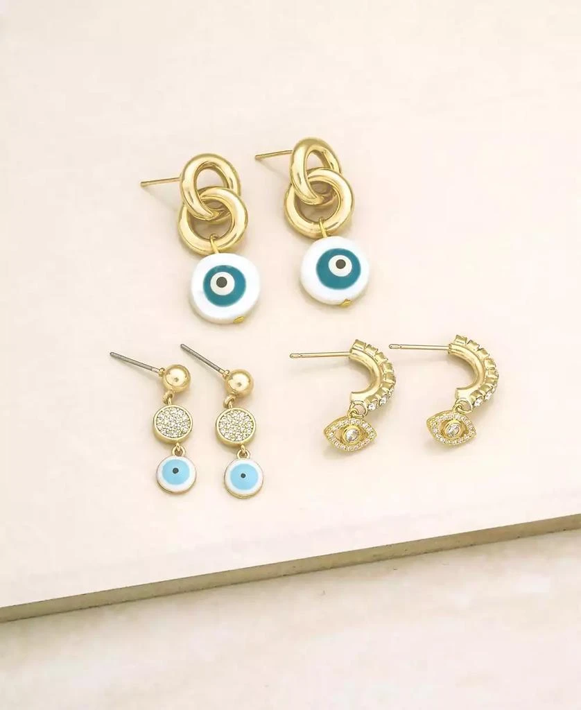 商品Ettika Jewelry|18k Gold-Plated 3-Pc. Set Cubic Zirconia Evil Eye Drop Earrings,价格¥599,第3张图片详细描述