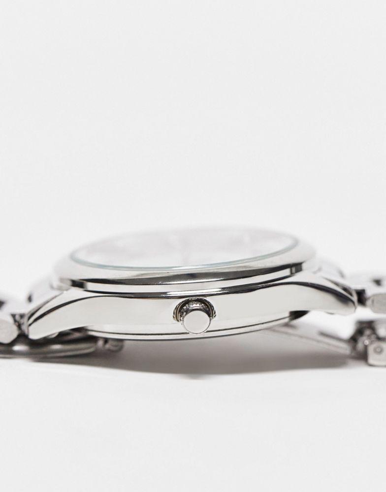 Brave Soul chunky bracelet watch with diamante face detail in silver商品第4张图片规格展示