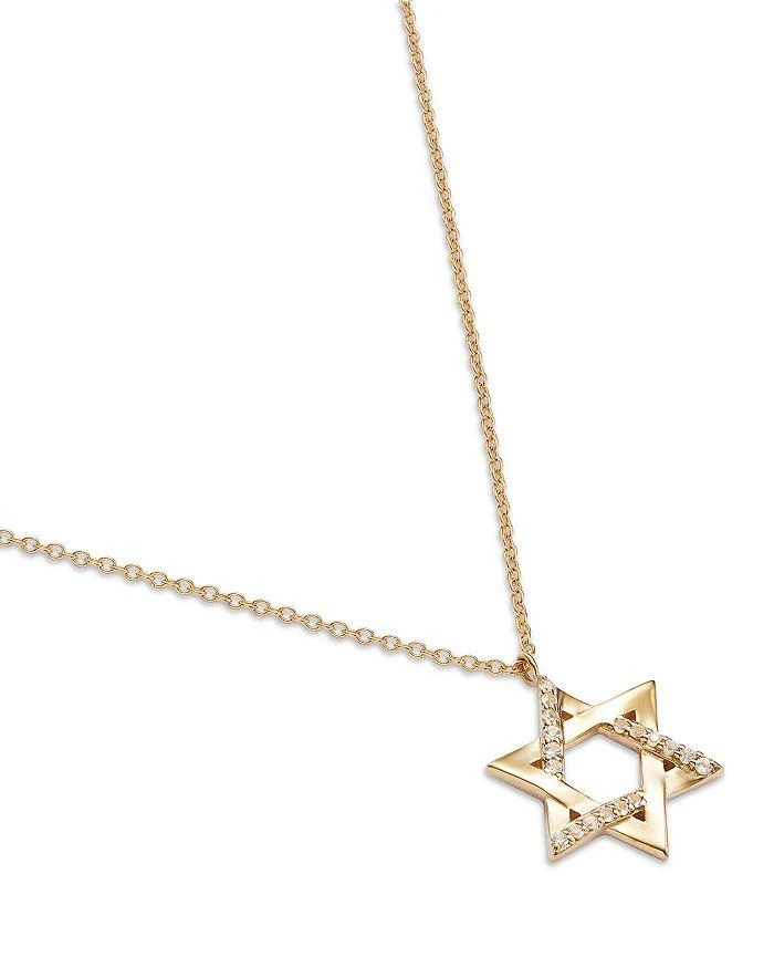 商品Moon & Meadow|14K Yellow Gold White Topaz Star of David Pendant Necklace, 16-18",价格¥4160,第3张图片详细描述