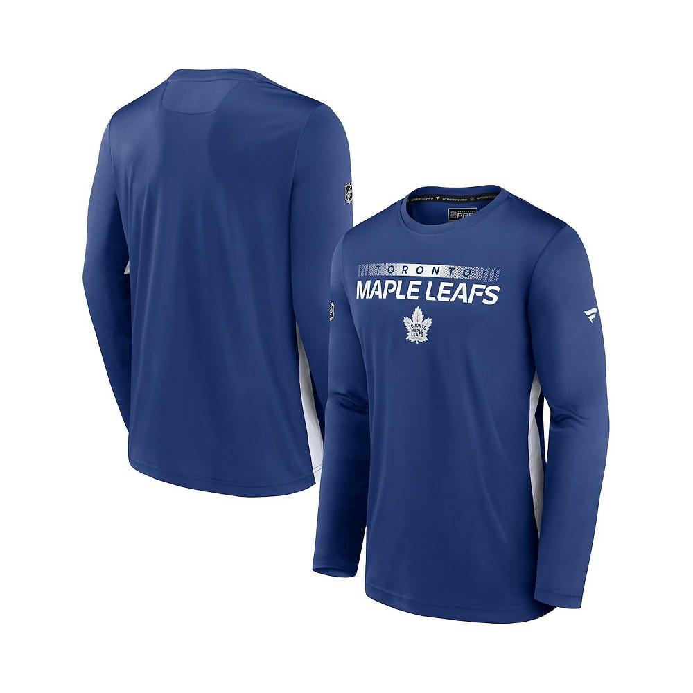 Men's Branded Blue Toronto Maple Leafs Authentic Pro Rink Performance Long Sleeve T-Shirt商品第1张图片规格展示