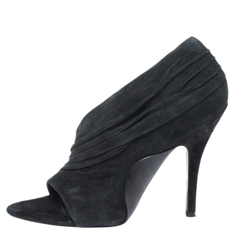 商品[二手商品] Alexander Wang|Alexander Wang Black Ruched Suede Maja Open Toe Sandals Size 39,价格¥1559,第2张图片详细描述