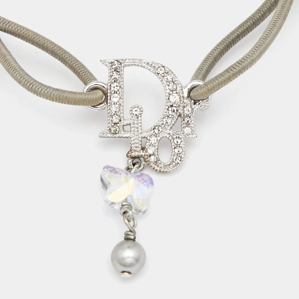 商品[二手商品] Dior|Dior Silver Tone Crystal Oblique Butterfly Charm Cord Bracelet,价格¥2328,第3张图片详细描述