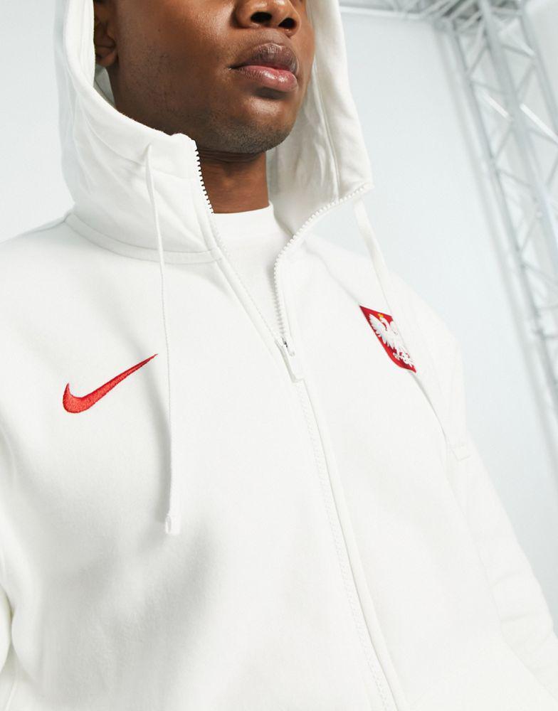 商品NIKE|Nike Football World Cup 2022 Poland unisex zip through hoodie in white,价格¥530,第6张图片详细描述