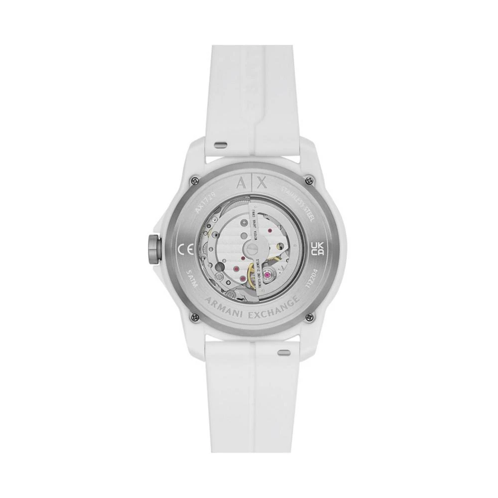 商品Armani Exchange|Men's Automatic in White Case with White Silicone Strap Watch, 44mm,价格¥1796,第3张图片详细描述