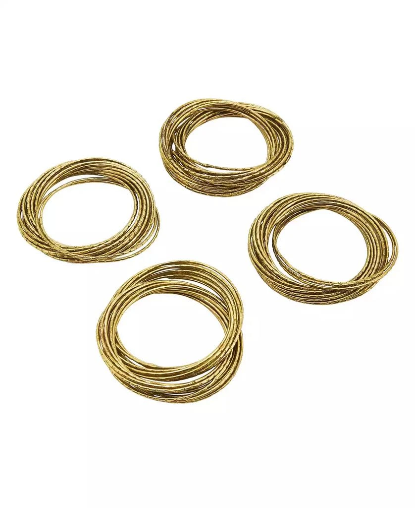 商品Saro Lifestyle|Metallic Bronze Metal Bangled Napkin Ring, Set of 4,价格¥121,第3张图片详细描述