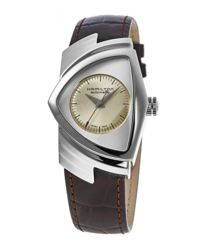 商品Hamilton|Hamilton Ventura Automatic Silver Dial Brown Leather Strap Women's Watch H24515521,价格¥7450,第1张图片