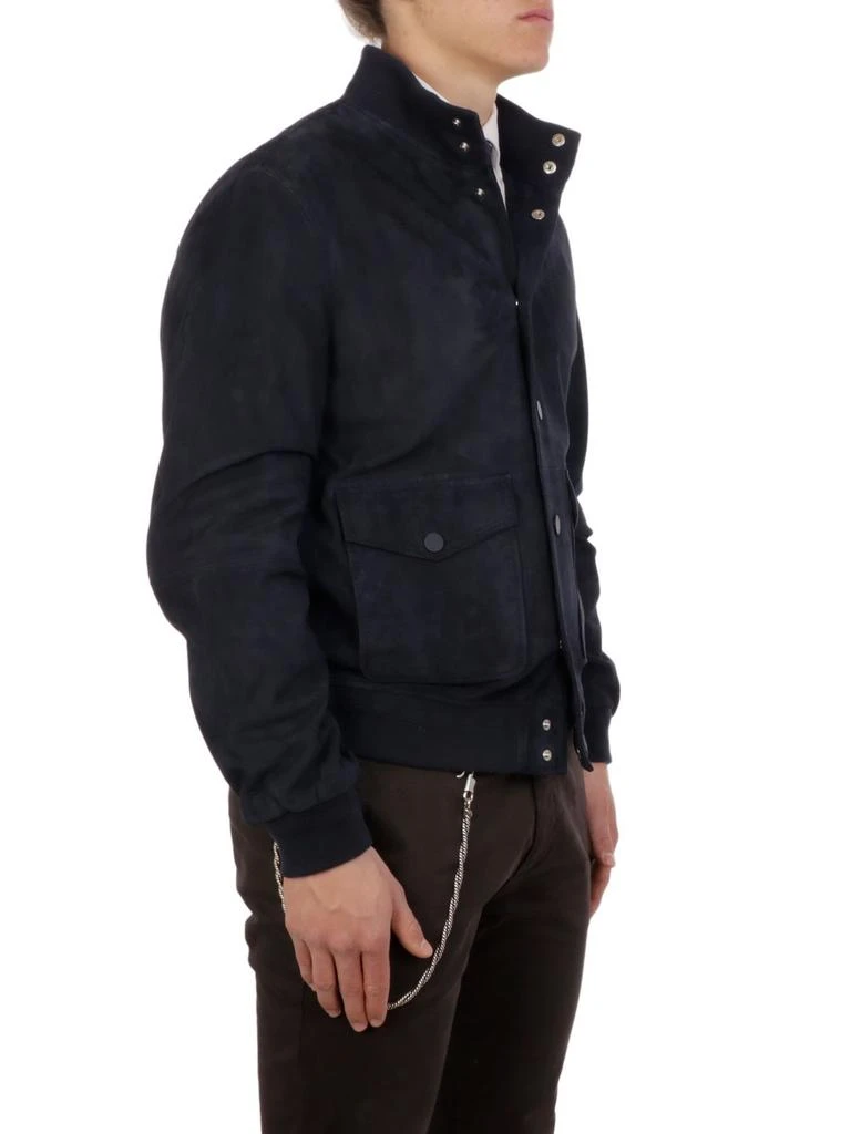 商品THE JACK LEATHERS|The Jack Leathers Men&#39;s  Blue Cotton Outerwear Jacket,价格¥3623,第3张图片详细描述