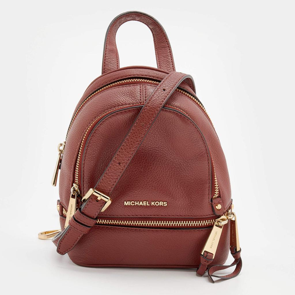 Michael Kors Brown Leather Rhea Zip Backpack商品第1张图片规格展示