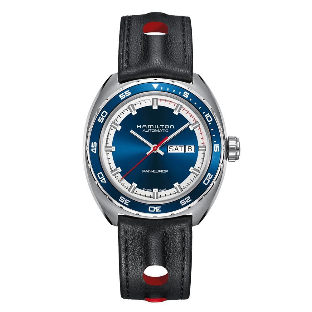 商品Hamilton|Men's Swiss Automatic Pan Europ Interchangeable Fabric and Leather Strap Watch Set 42mm H35405741,价格¥8813,第4张图片详细描述