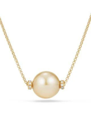 商品David Yurman|Solari Single Station Necklace in 18K Gold with Diamonds and South Sea Yellow Cultured Pearl,价格¥17220,第1张图片