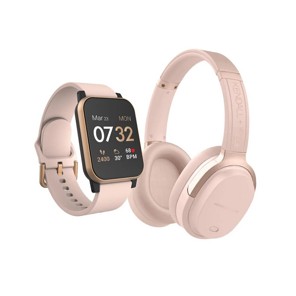 商品KENDALL & KYLIE|Women's Rose, Blush Silicone Strap Smartwatch with Bluetooth Headphone Set 34mm,价格¥356,第1张图片