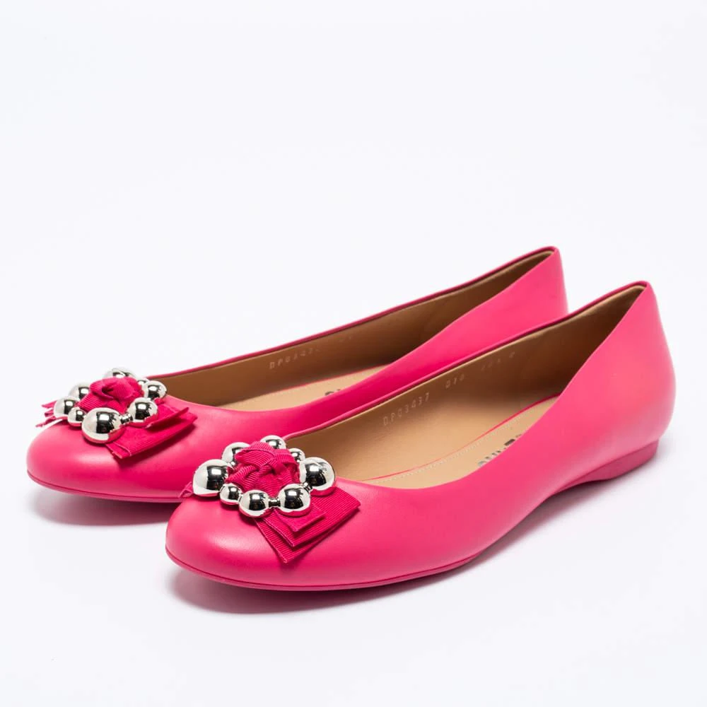 商品[二手商品] Salvatore Ferragamo|Salvatore Ferragamo Pink Leather Flair Ballet Flats Size 41,价格¥3094,第2张图片详细描述