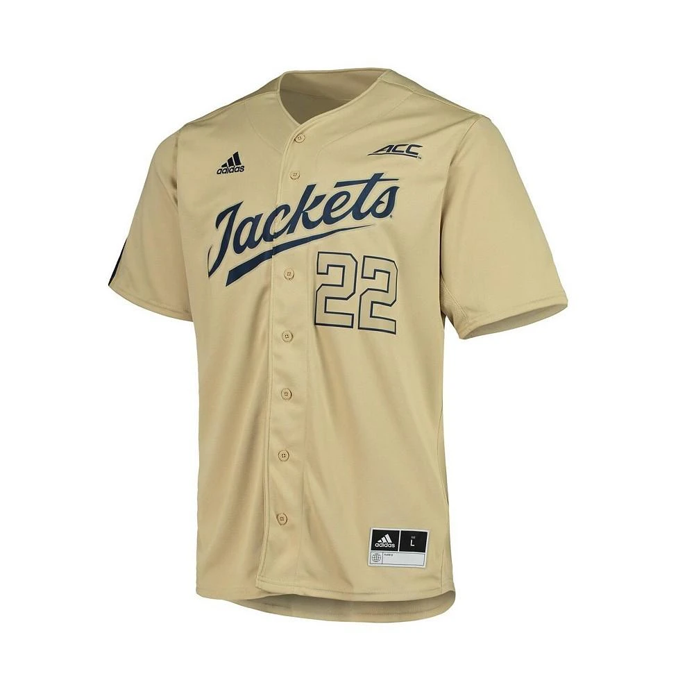 商品Adidas|Men's #22 Gold Georgia Tech Yellow Jackets Button-Up Baseball Jersey,价格¥601,第3张图片详细描述