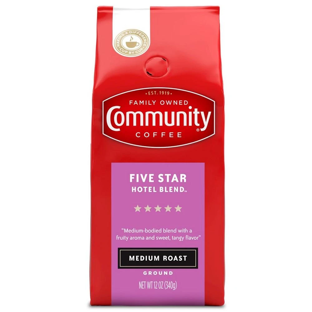 商品Community Coffee|5 Star Hotel Blend Medium Roast Premium Ground Coffee, 12 Oz - 6 Pack,价格¥463,第2张图片详细描述