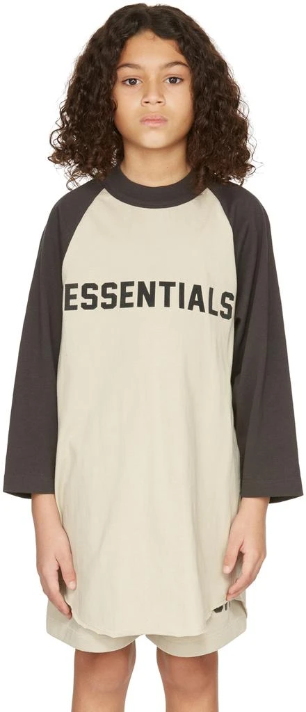 商品Essentials|Kids Beige Three-Quarter Sleeve Baseball T-Shirt,价格¥198,第2张图片详细描述