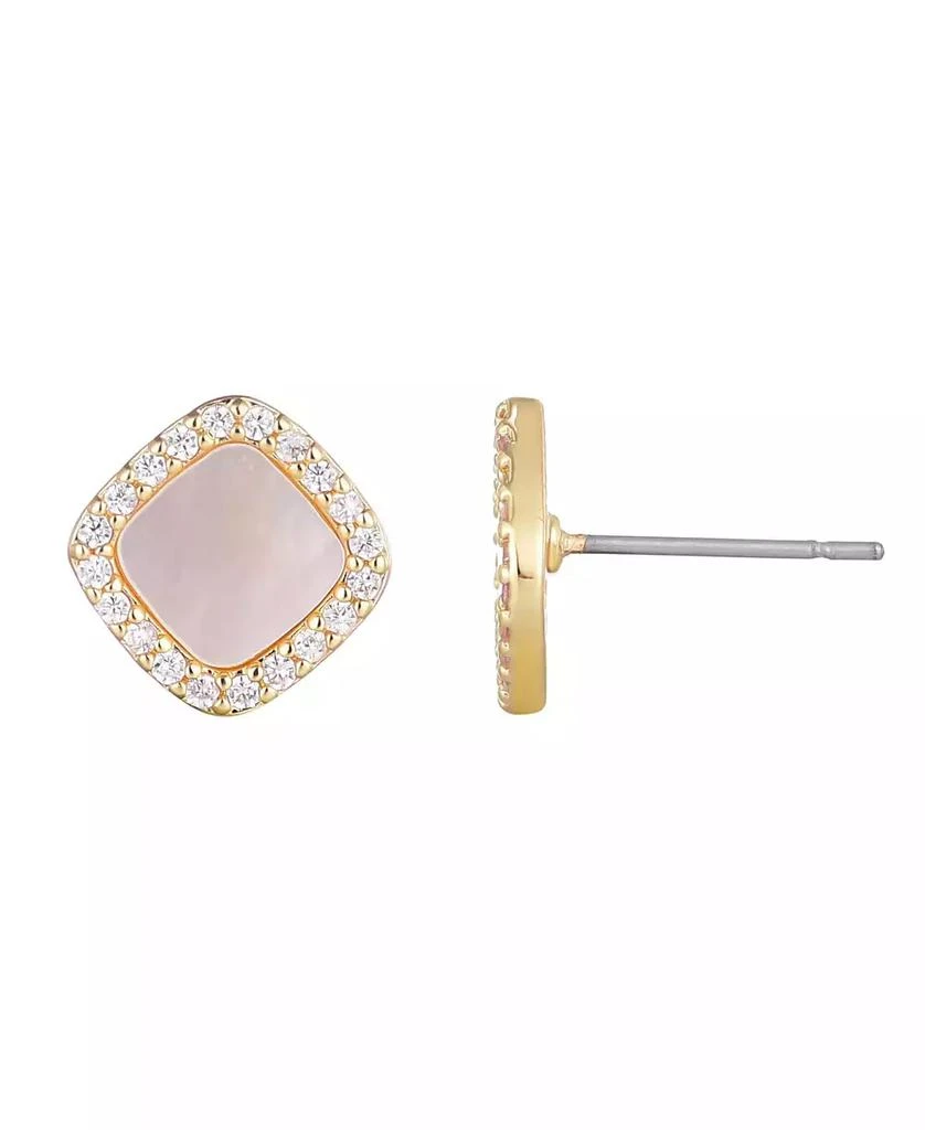 商品ADORNIA|Gold Cushion-Shaped Mother of Pearl Halo Stud Earrings,价格¥142,第2张图片详细描述