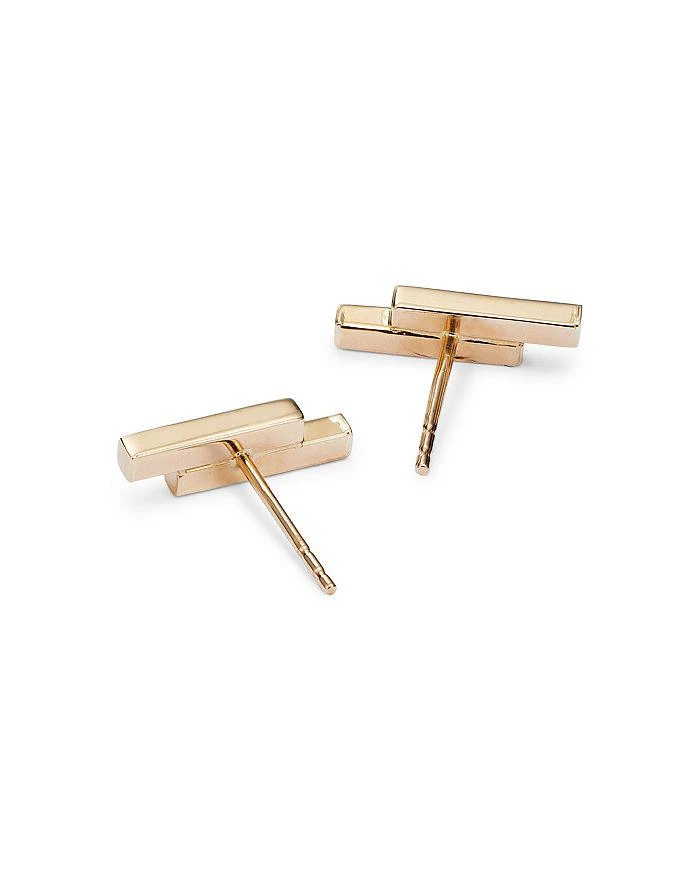 商品Bloomingdale's|14K Yellow Gold Textured Double Bar Stud Earrings  - Exclusive,价格¥4194,第4张图片详细描述