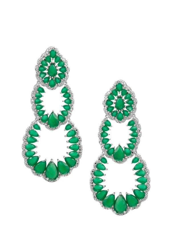 商品Eye Candy LA|Luxe Candice Silvertone & Cubic Zirconia Drop Earrings,价格¥445,第1张图片