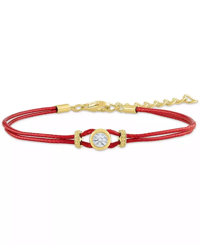 商品Macy's|Diamond Accent Cord Bracelet in Sterling Silver or 14k Gold-Plated Sterling Silver,价格¥155,第1张图片