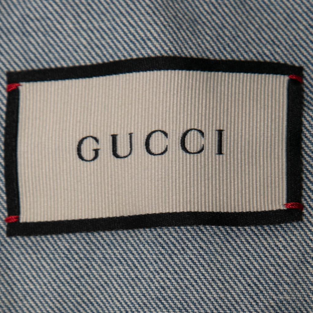 Gucci Blue Denim Embroidered Sleeveless Oversized Jacket S商品第4张图片规格展示
