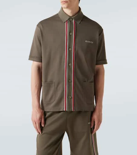 商品Gucci|Logo Web Stripe cotton piqué polo shirt,价格¥9504,第3张图片详细描述