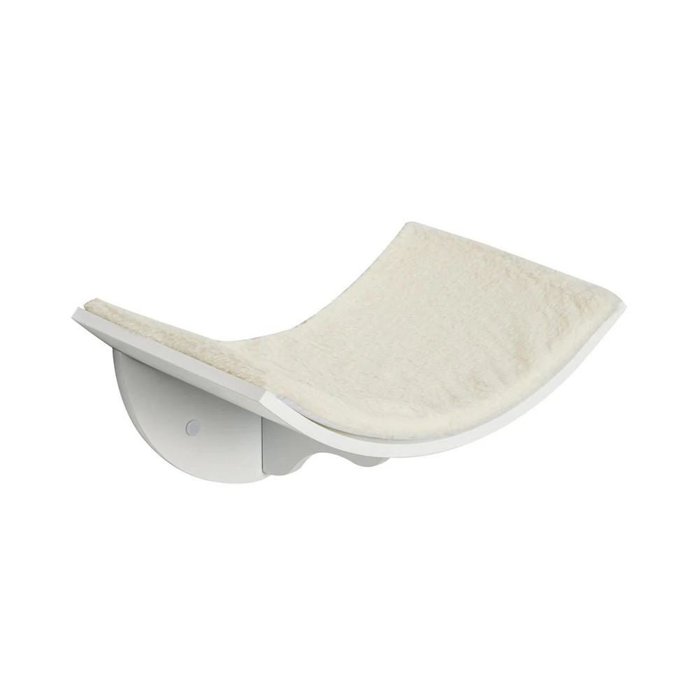 商品PawHut|Wood Wall-Mounted Curved Cat Shelves Kitten Perch Climber Bed White,价格¥423,第1张图片