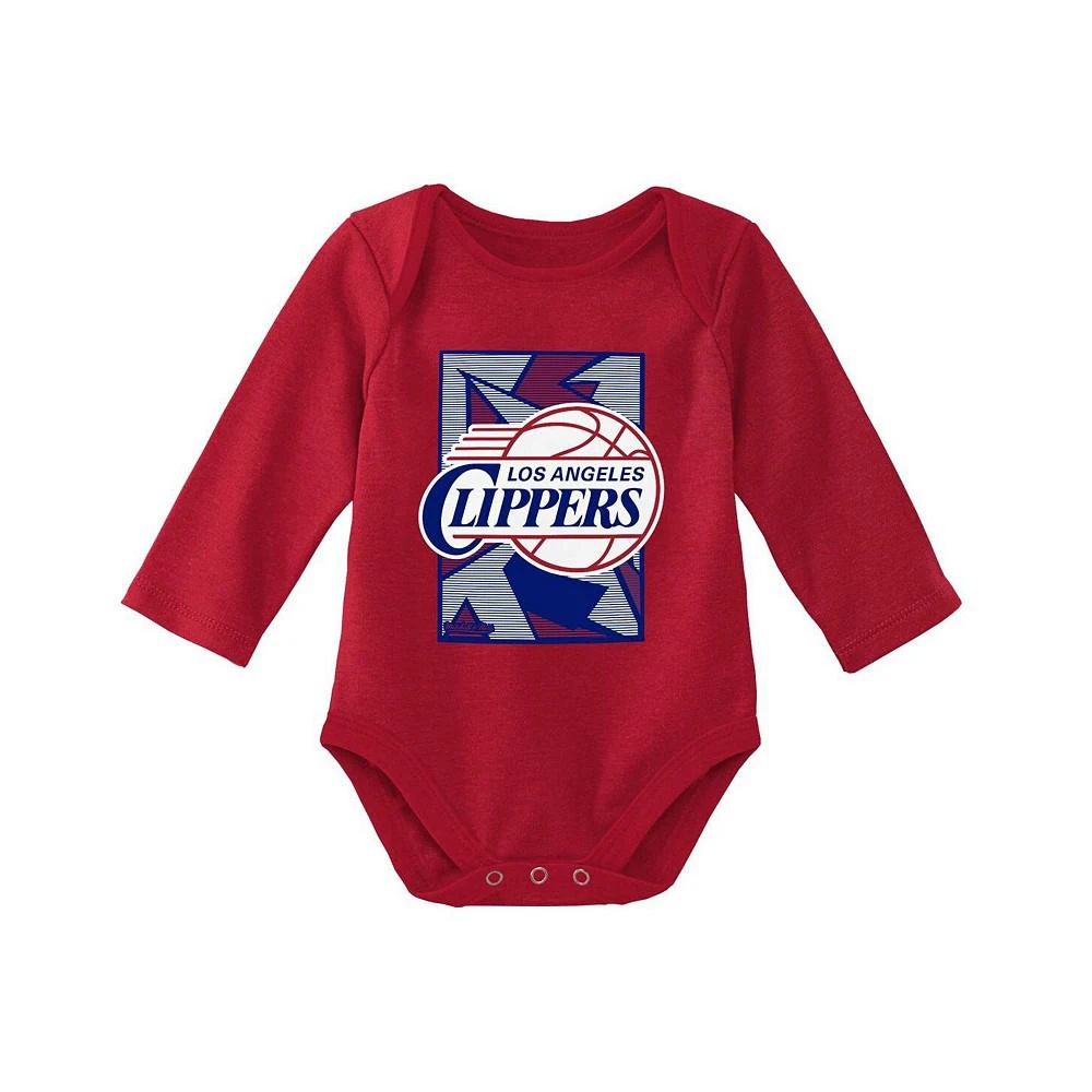 商品Mitchell & Ness|Infant Boys and Girls Royal, Red LA Clippers Hardwood Classics Bodysuits and Cuffed Knit Hat Set,价格¥301,第3张图片详细描述