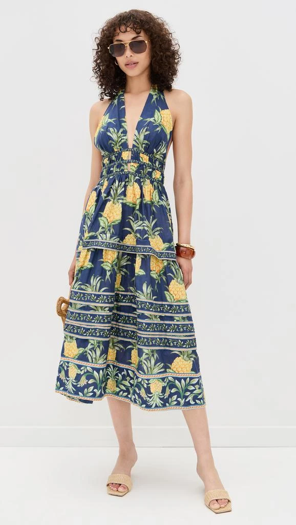 商品Farm Rio|Delicate Pineapple Navy Blue Midi Dress,价格¥1099,第4张图片详细描述