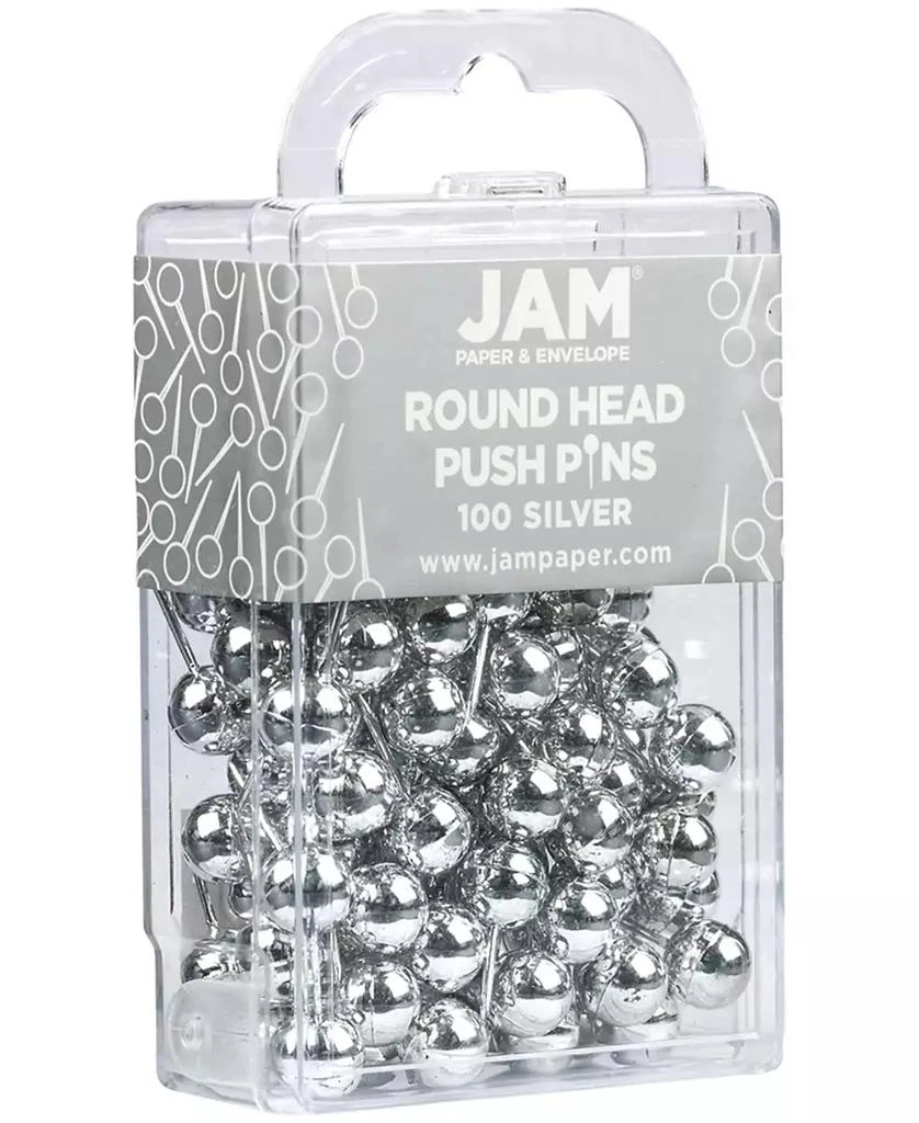 商品JAM Paper|Colorful Push Pins - Round Head Map Thumb Tacks - Pushpins - 100 Per Pack,价格¥90,第3张图片详细描述