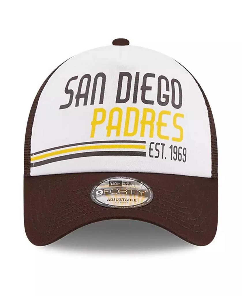 商品New Era|Men's White, Brown San Diego Padres Stacked A-Frame Trucker 9FORTY Adjustable Hat,价格¥225,第3张图片详细描述