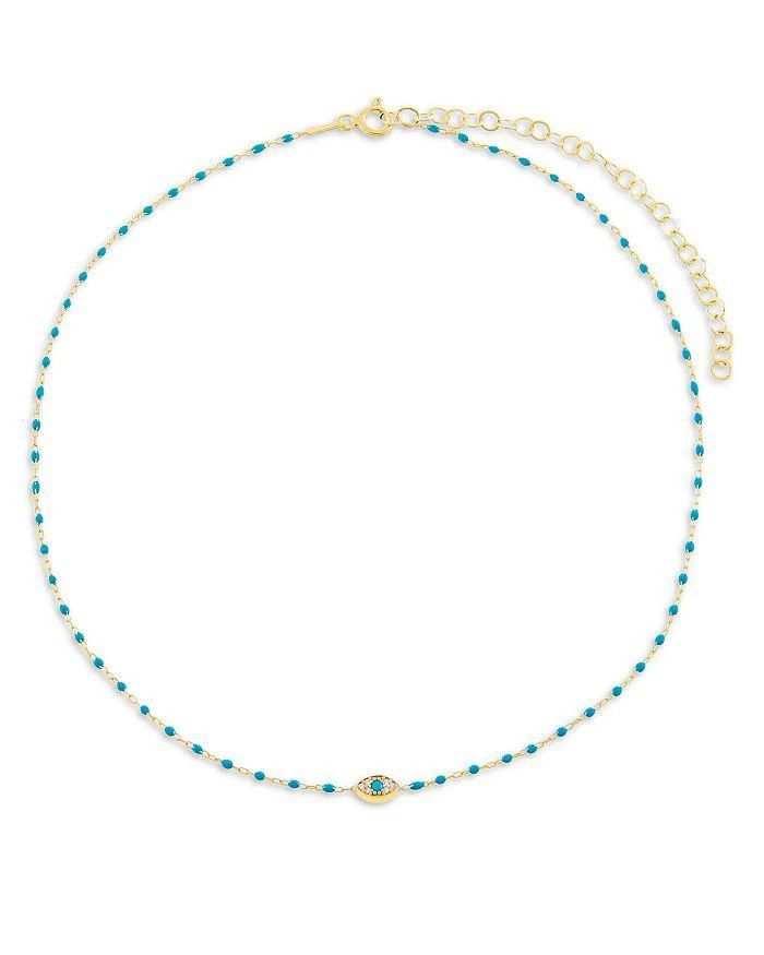 商品By Adina Eden|Beaded Chain Evil Eye Ankle Bracelet in 14K Gold-Plated Sterling Silver,价格¥410,第1张图片
