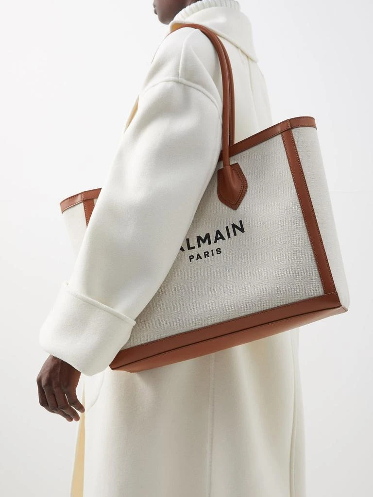 商品Balmain|B-Army leather-trim canvas tote bag,价格¥9134,第3张图片详细描述