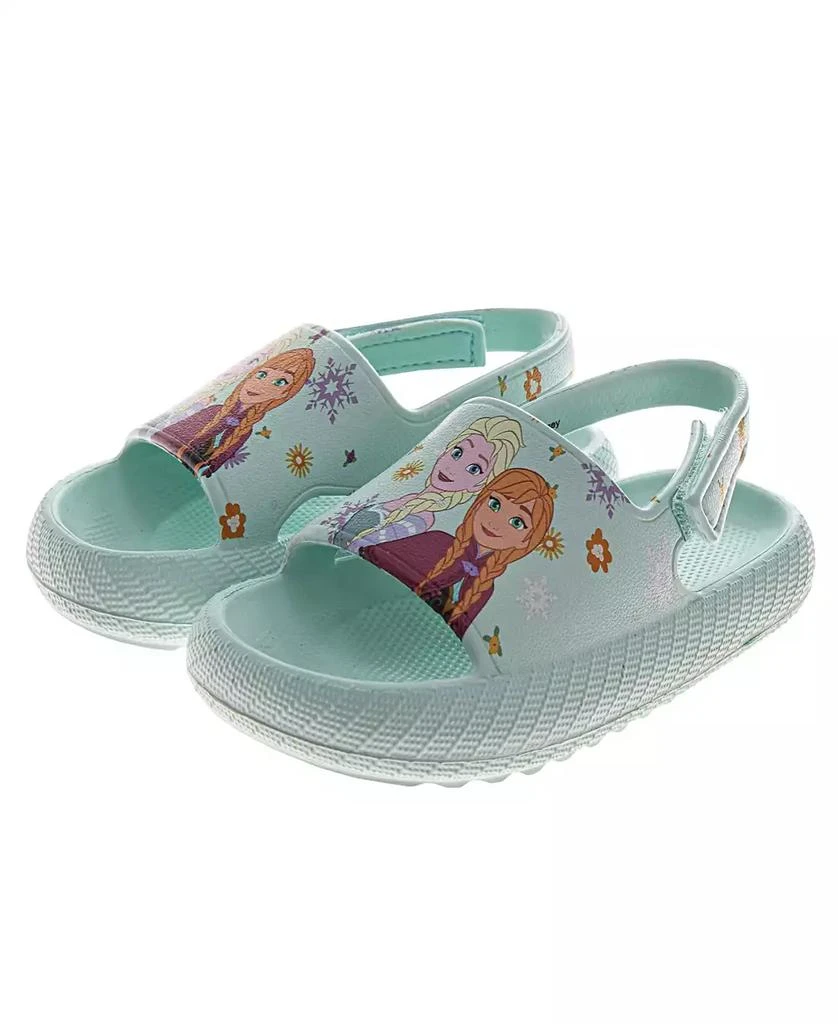 商品Disney|Toddler Girls Frozen Anna and Elsa Hook and Loop Backstrap Slides,价格¥221,第4张图片详细描述