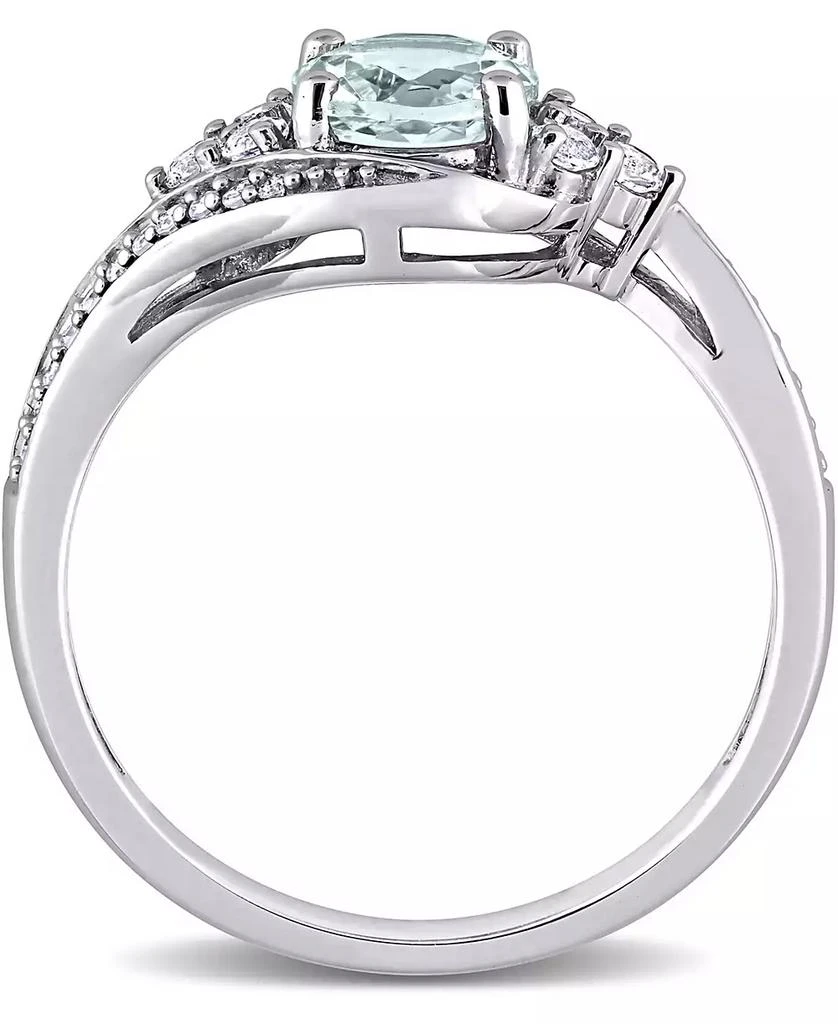 商品Macy's|Aquamarine (3/4 ct. t.w.), White Topaz (1/4 ct. t.w.) & Diamond (1/10 ct. t.w.) Swirl Ring in 10k White Gold,价格¥3762,第3张图片详细描述