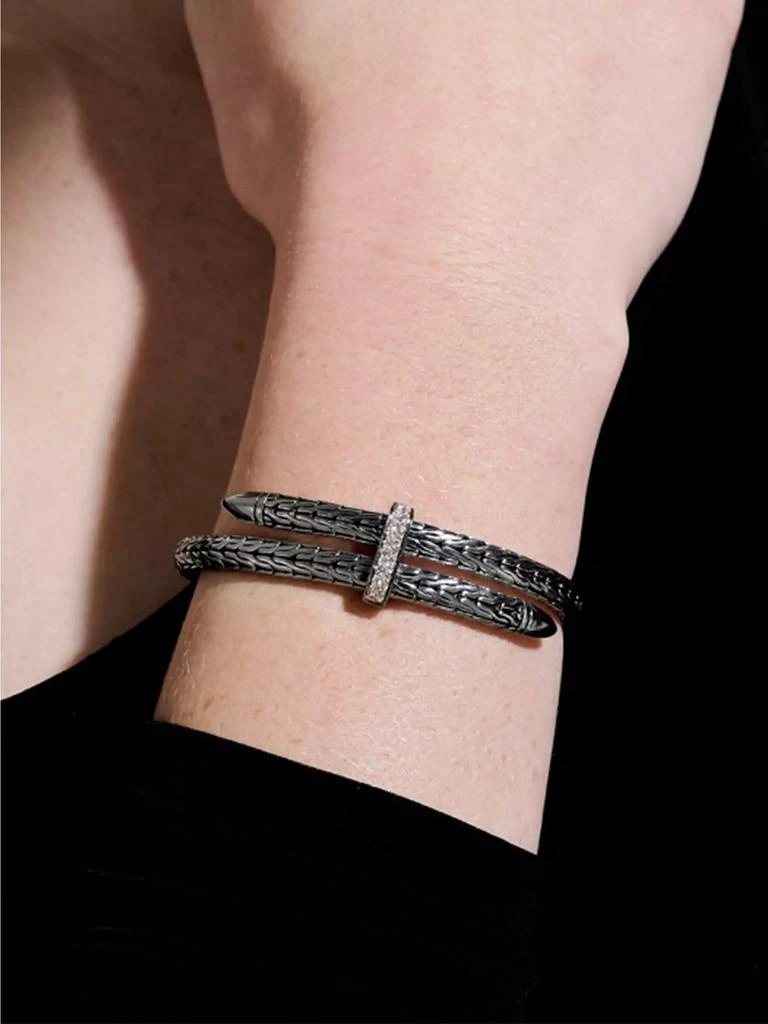 商品John Hardy|Spear Black-Rhodium-Plated & 0.24 TCW Diamond Bypass Flexible Cuff,价格¥14198,第2张图片详细描述