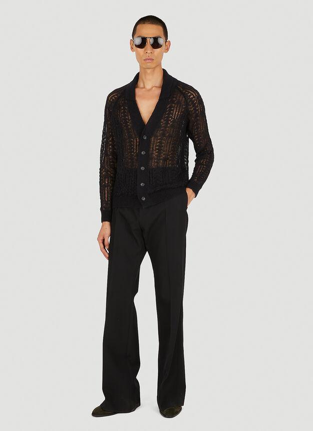 商品Yves Saint Laurent|Lace Knit Cardigan in Black,价格¥7975,第4张图片详细描述