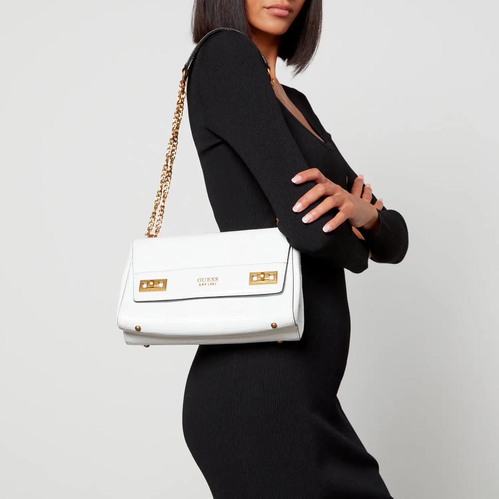 Guess Women's Katey Croc Flap Shoulder Bag - White商品第2张图片规格展示