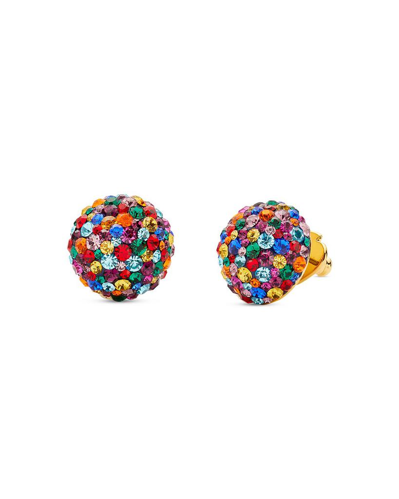 Rainbow Multicolor Pavé Dome Stud Earrings in Gold Tone商品第1张图片规格展示