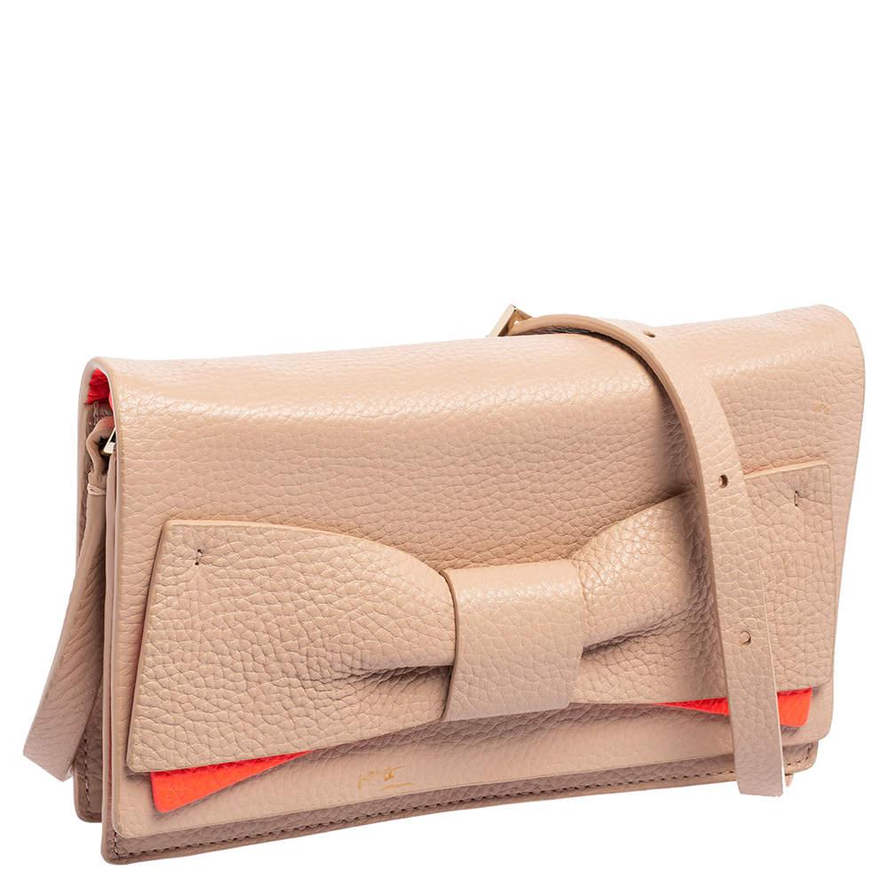 Kate Spade Light Pink Leather Bow Flap Shoulder Bag商品第3张图片规格展示
