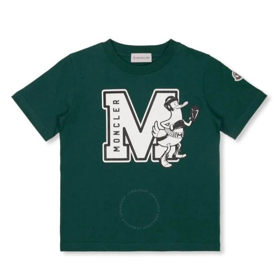 商品Moncler|Kids Dark Green Logo Print T-Shirt,价格¥738,第1张图片