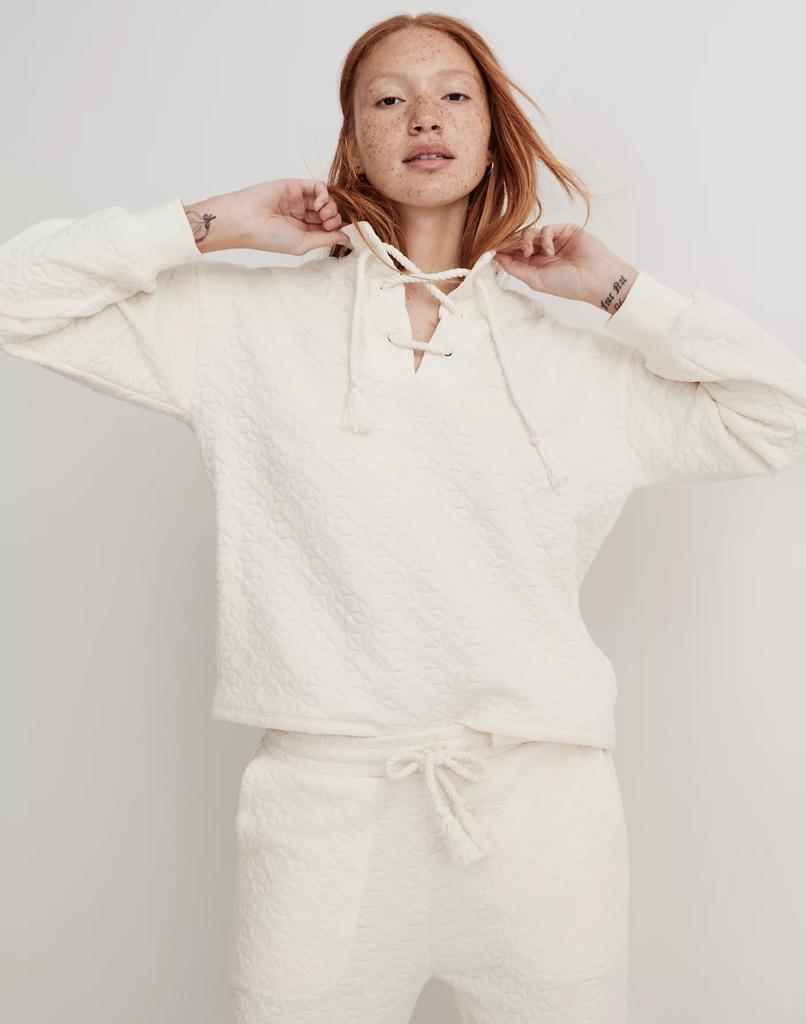 商品Madewell|Quilted-Knit Lace-Up Sweatshirt,价格¥502-¥573,第3张图片详细描述