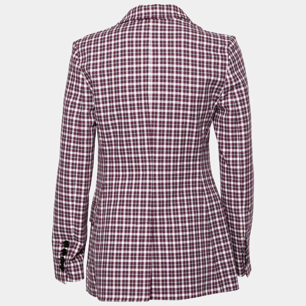 商品Burberry|Burberry Burgundy Checkered Cotton Jacket S,价格¥4489,第2张图片详细描述